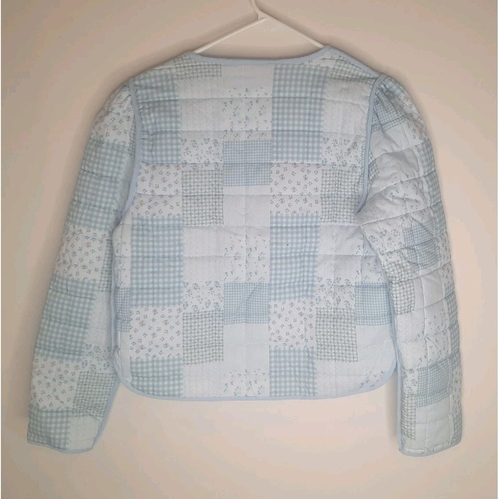 New Patchwork Quilted Reversible Blue Jacket Size… - image 5